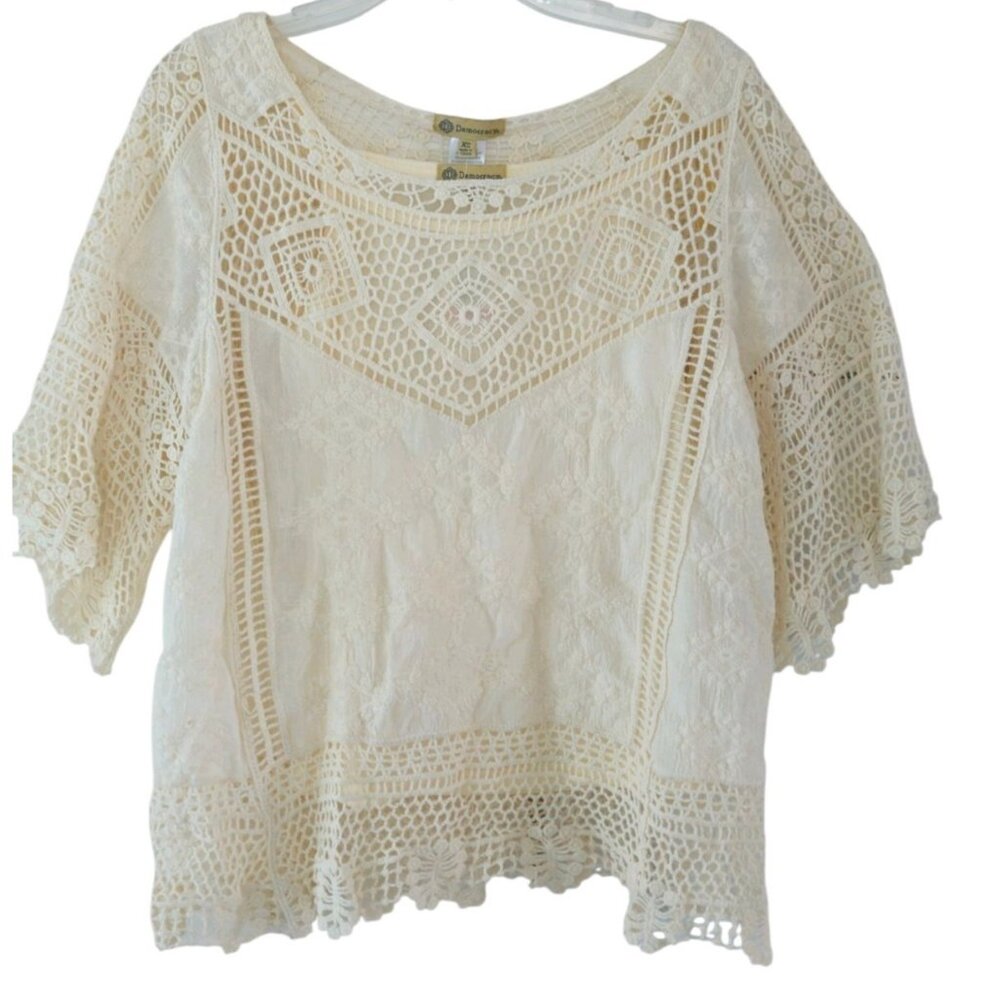 Democracy Size XS Crochet Embroidered Cottage Core Pullover BOHO Top Blouse NEW - Picture 2 of 4